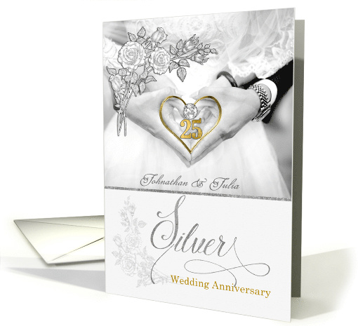 25th Silver Annivesary Invitation in Faux Silver Leaf Custom card