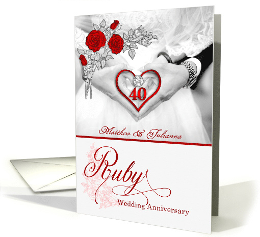 Ruby 40th Wedding Anniversary Custom Elegant in Red card (422218)