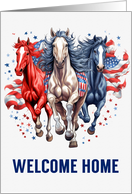 Welcome Home from Military Tour of Duty Western Patriotic Horses card