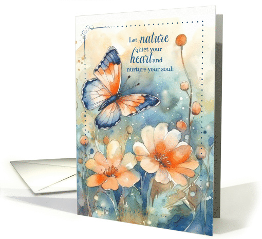 Encouragement Butterfly and Flowers in Peach and Blue card (424513)
