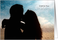 Wedding Gift Money Enclosed Romantic Kissing Couple Beach Theme card