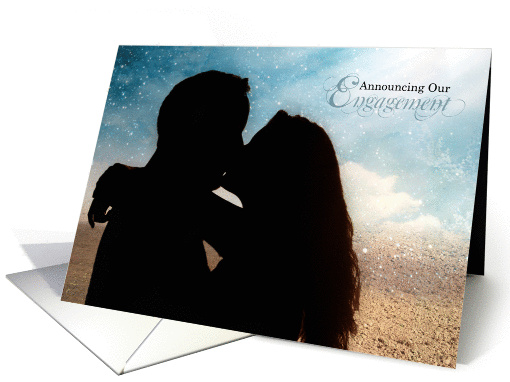 Engagement Announcement Couple Kissing on the Beach card (425089)