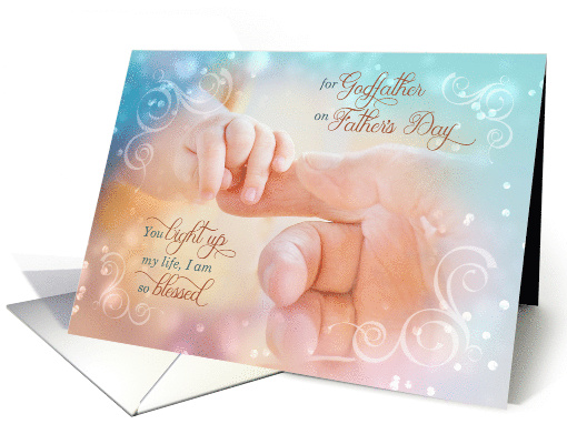 for Godfather on Father's Day Baby Hand Blessing card (426334)