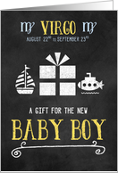 Gift for Baby Boy Virgo Chalkboard Blue and Yellow card