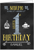 Scorpio Baby Boy’s 1st Birthday October 24th to November 22nd card