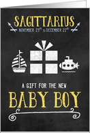 Gift for Baby Boy Sagittarius Chalkboard Theme Blue and Yellow card