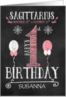 Sagittarius Baby Girl’s 1st Birthday November 23rd to December 22nd card