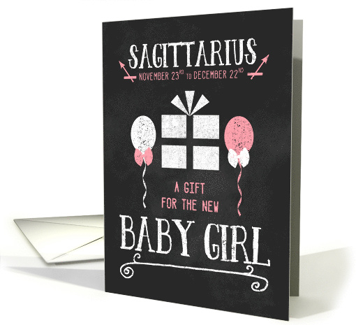 Gift for Sagittarius Girl Born Dec 23 to Jan 20th Pink Chalk card