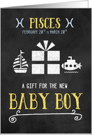 Gift for Pisces Boy Born February 20th to March 20th Blue Chalkboard card