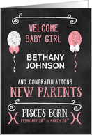 Pisces New Baby Congratuations Born Feb 20th to March 20th Custom card
