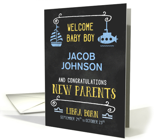 Libra New Baby Congratuations Born Sept 24th to Oct 23rd Custom card