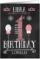Libra Baby Girl’s 1st Birthday Sep 24th to Oct 23rd Zodiac card
