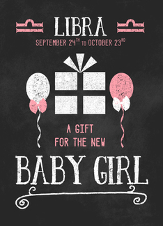 Gift for Libra Girl Born Sept 24 to Oct 23 Pink Chalkboard
