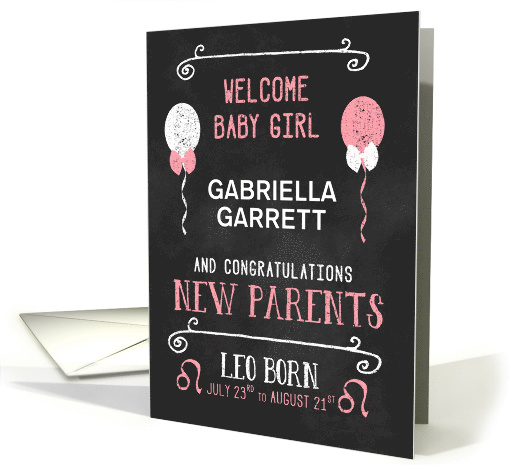 Leo New Baby Congratuations Born July 21 to August 21 Custom card