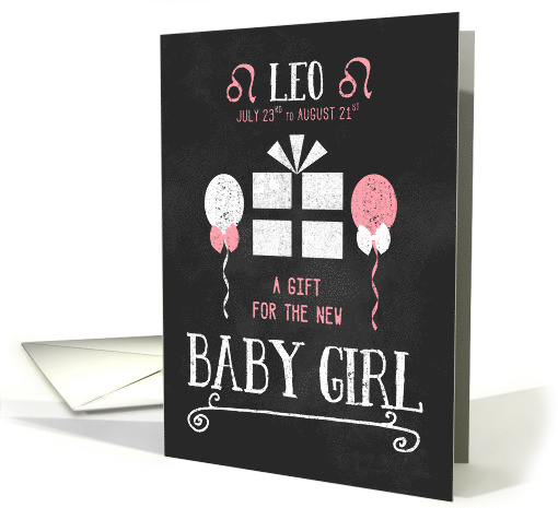 Gift for Leo Girl Born July 23rd to August 21st Pink Chalkboard card