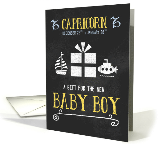 Gift for Capricorn Boy Born Dec 23 to Jan 20th Blue Chalkboard card