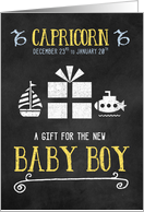 Gift for Capricorn Boy Born Dec 23 to Jan 20th Blue Chalkboard card