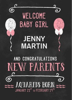 Aquarius New Baby Congratuations Born Jan 21 to Feb 19 Custom