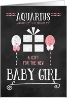 Gift for Aquarius New Baby Girl Pink Chalkboard Jan 21 to Feb 19 card