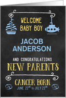 Cancer New Baby Congratuations Born June 22 to July 22 Custom card