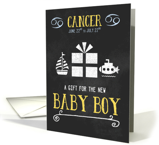 Gift for Cancer Baby Born June 22 to July 22nd Blue Chalkboard card