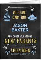 Aries New Baby Boy Congratulations Born March 21 to April 19 Custom card