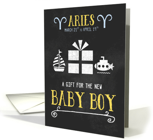 Gift for Aries Boy Born March 21st to April 19th Blue Chalkboard card