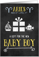 Gift for Aries Boy Born March 21st to April 19th Blue Chalkboard card