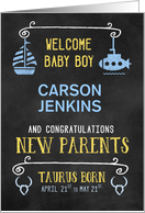 Taurus New Baby Boy Congratuations Born April 21 to May 21 Custom card