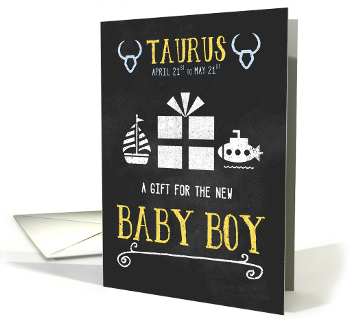 Gift for Taurus Boy Born April 21st to May 21st Blue Chalkboard card