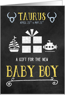 Gift for Taurus Boy Born April 21st to May 21st Blue Chalkboard card