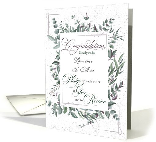 Custom Wedding Congratulations Eucalyptus Leaves card (431522)