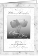 Custom Vow Renewal Invitation Silver Tulips and Damask Print card