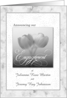Engagement Announcement Silver Tulips and Custom Names card