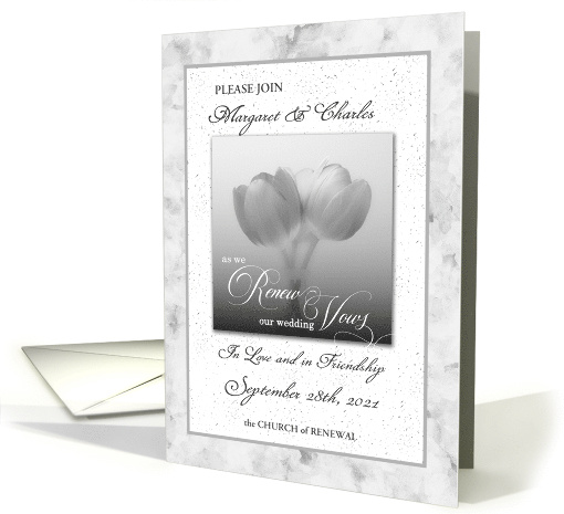 Vow Renewal Ceremony Invitation Silver Tulips card (431752)