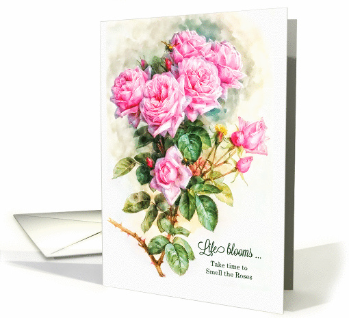 for the Gardener on Their Birthday Vintage Pink Roses card (432458)