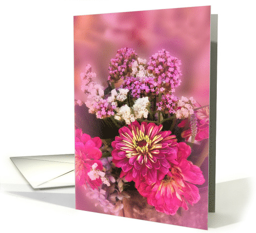 Pink and Lavender Floral Bouquet Blank Any Occasion card (432460)