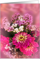 Pink and Lavender Floral Bouquet Blank Any Occasion card