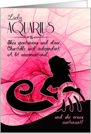 Lady Aquarius Pink and Black Zodiac Blank Any Occasion card