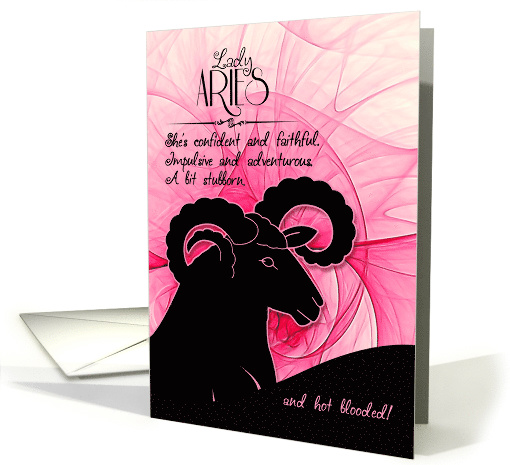 Aries Birthday for Her Pink and Black Feminine Zodiac card (438709)
