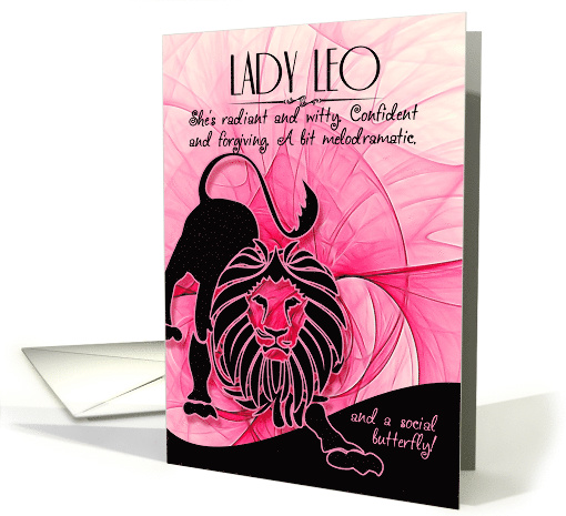 Lady Leo Pink and Black Zodiac Blank Any Occasion card (438827)
