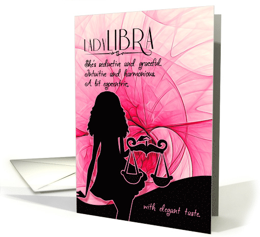 Lady Libra Pink and Black Zodiac Blank All Occasion card (438865)