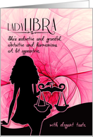 Lady Libra Pink and Black Zodiac Blank All Occasion card