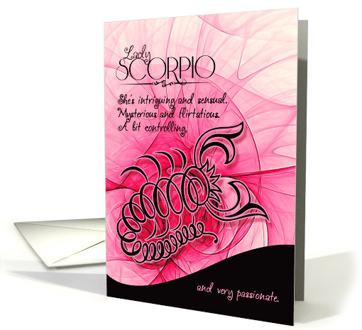 Lady Scorpio Pink and Black Zodiac Blank All Occasion card (438981)
