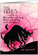 Lady Taurus Pink and Black Zodiac Blank All Occasion card