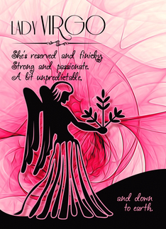 Lady Virgo Pink and Black Zodiac Blank All Occasion