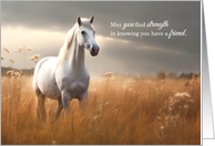 Encouragement for Friend White Horse in a Golden Meadow card