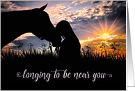 I Miss You Cowgirl and Horse Tender Moment card