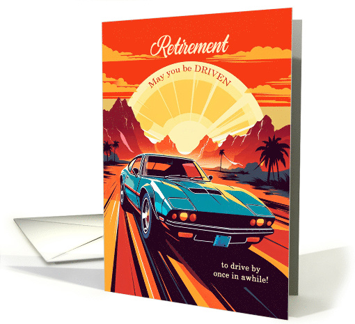Retirement Congratulations Classic Car Retro 70s Theme card (442302)