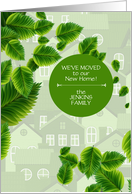 We’ve Moved Leafy Green and Neighborhood Homes Custom Text card